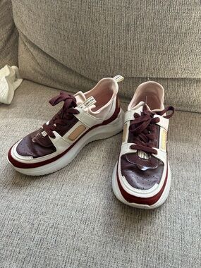 Calvin Klein Maroon White Light Pink Platform Sneakers